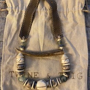 Twine & Twig Antler Tip Classic Necklace, Signature Gray